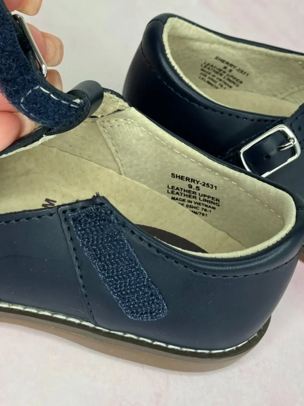 NIB Footmates Sherry T-strap Mary Jane navy leather size 9.5 little kid
